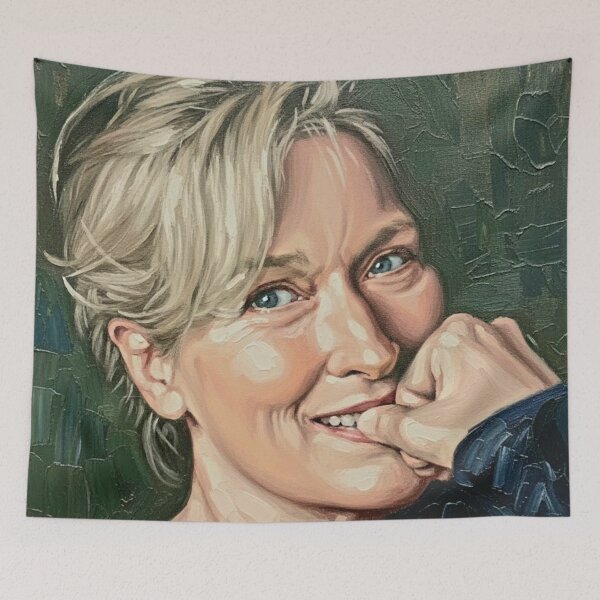 Item preview, The Master’s Smile: Meryl Streep Expressive Impasto Portrait designed and sold by Art's Diner.