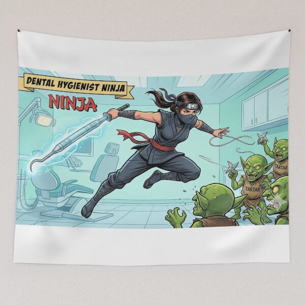 Item preview, Dental Hygienist Ninja - Comic Book Style Tartar Fighter designed and sold by DrToothStudio.