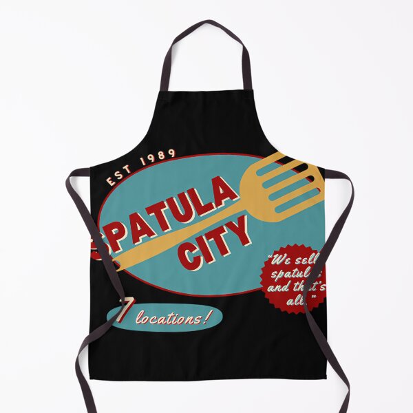 Aperçu de l'œuvre T-shirt bleu et rouge à logo rétro Spatula City créée et vendue par CoryRowe.