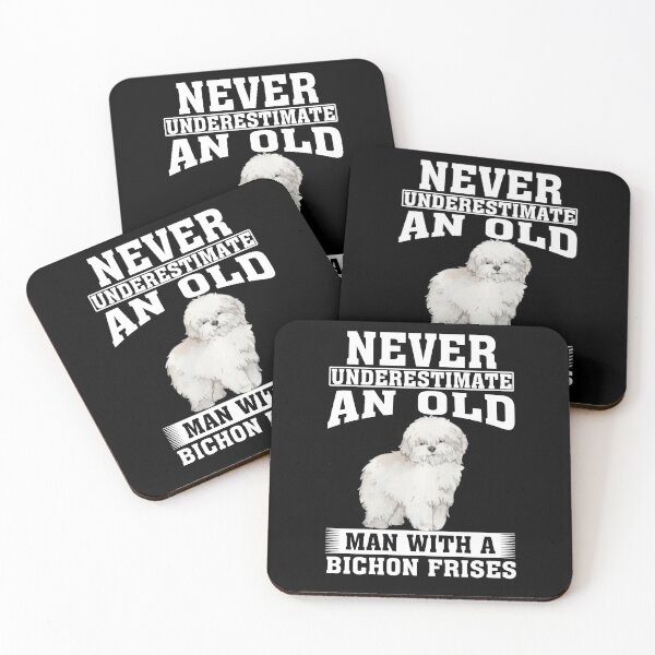 Item preview, Never Underestimate an Old Man with Bichon Frises designed and sold by CosmoKitsch.