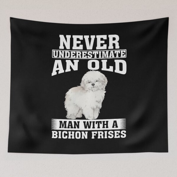 Item preview, Never Underestimate an Old Man with Bichon Frises designed and sold by CosmoKitsch.