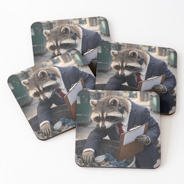 Item preview, Business Raccoon Conducting a Trash Audit designed and sold by Dreamy Armine Art.