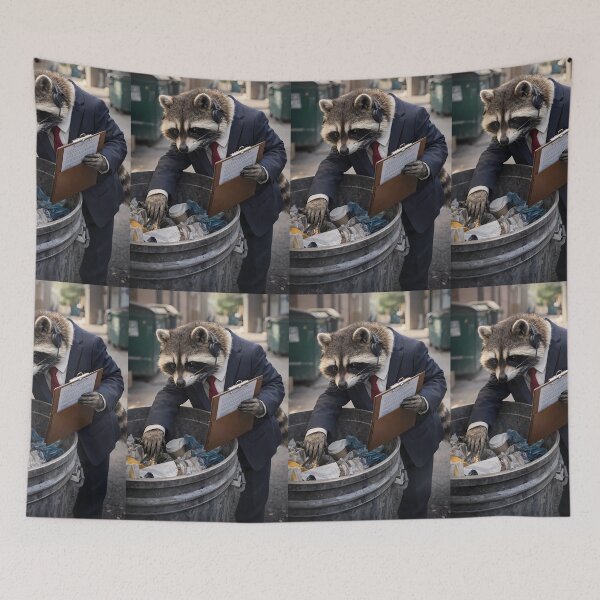 Item preview, Business Raccoon Conducting a Trash Audit designed and sold by Dreamy Armine Art.