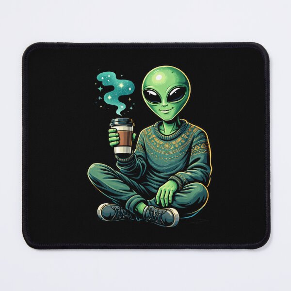 Item preview, Alien Coffee Chill – Cozy Galaxy Vibes Aesthetic Character Art designed and sold by ColorSplash123.
