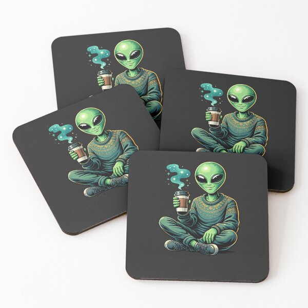 Item preview, Alien Coffee Chill – Cozy Galaxy Vibes Aesthetic Character Art designed and sold by ColorSplash123.