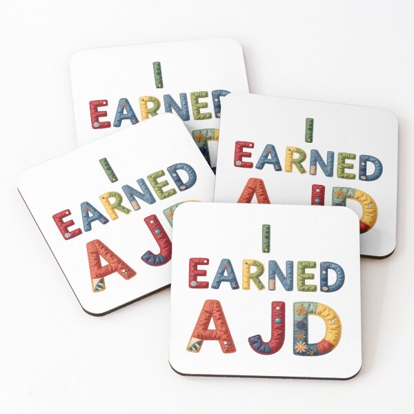 Item preview, I EARNED A JD - IN COLORFUL FAUX LETTERING designed and sold by AlexOBrienArt.