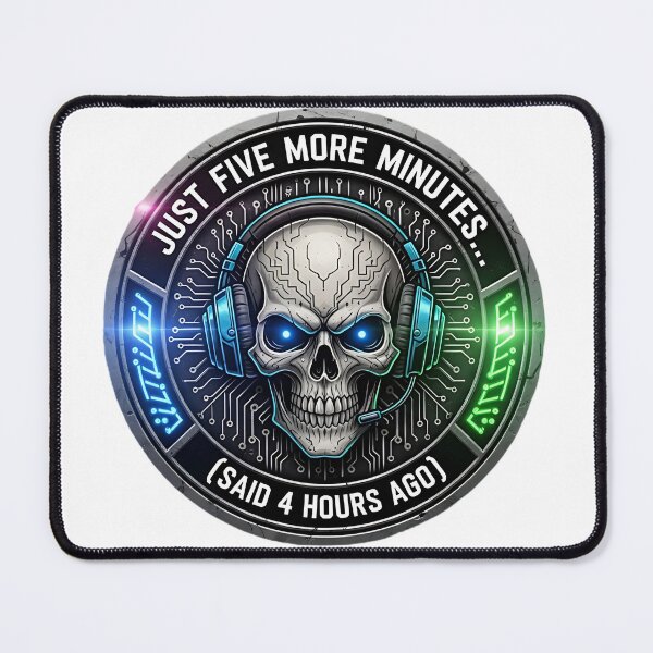 Item preview, Cyberpunk Gamer Skull - Just Five More Minutes Said 4 Hours Ago designed and sold by Mysweetcolor.