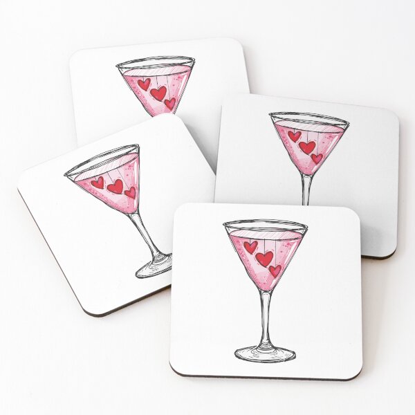 Item preview, Pink Cocktail Glass with Hearts – Cute Romantic Illustration designed and sold by Elia Moon.