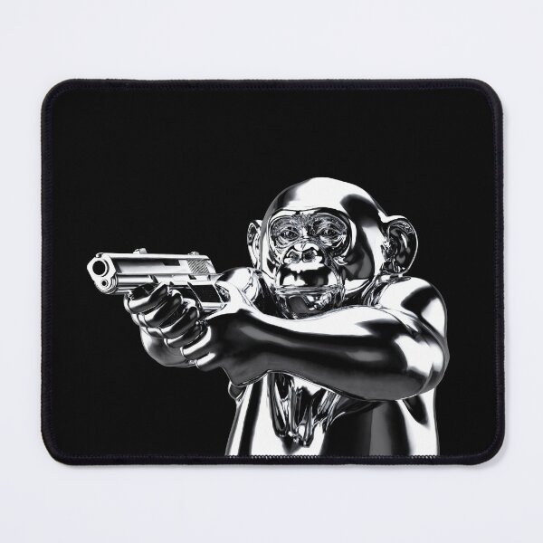 Item preview, Chrome Ape with Pistol — Mirror Sculpture designed and sold by CHROMA NOIR.