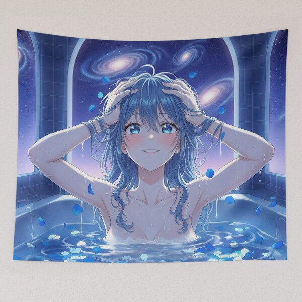 Item preview, Midnight Bath Blue Anime Girl designed and sold by stereonut.