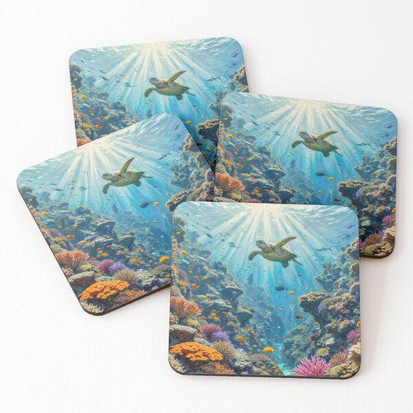 Item preview, Vibrant Coral Reef Life - Tropical Fish & Sea Turtle designed and sold by TheRichGallery.