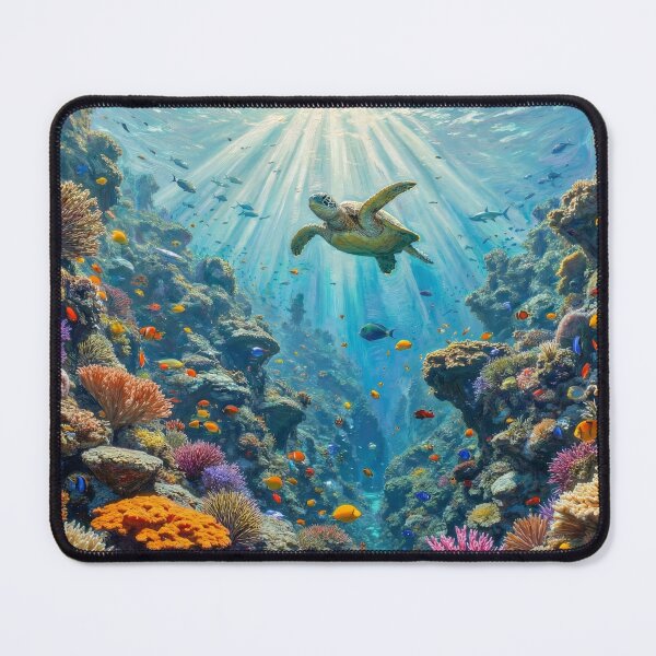 Item preview, Vibrant Coral Reef Life - Tropical Fish & Sea Turtle designed and sold by TheRichGallery.
