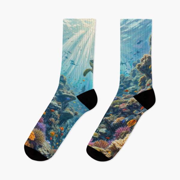 Item preview, Vibrant Coral Reef Life - Tropical Fish & Sea Turtle designed and sold by TheRichGallery.