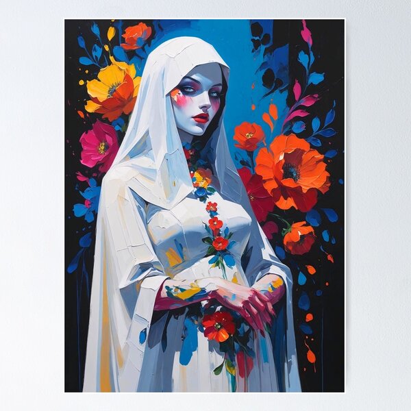 Item preview, Gothic Bride Art Print: Dark Floral Woman Portrait designed and sold by Tootley.