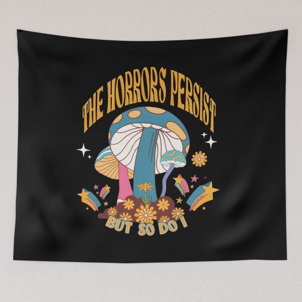 Item preview, The Horrors Persist But So Do I Retro Floral Power designed and sold by SkeletonsDanger.