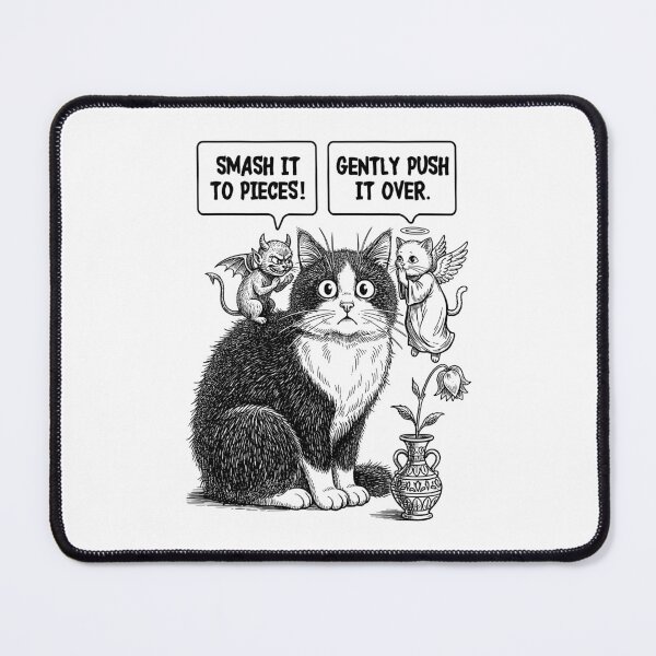 Item preview, Funny Cat Ethical Dilemma Devil Angel Flower Vase Cats designed and sold by GrandeDuc.