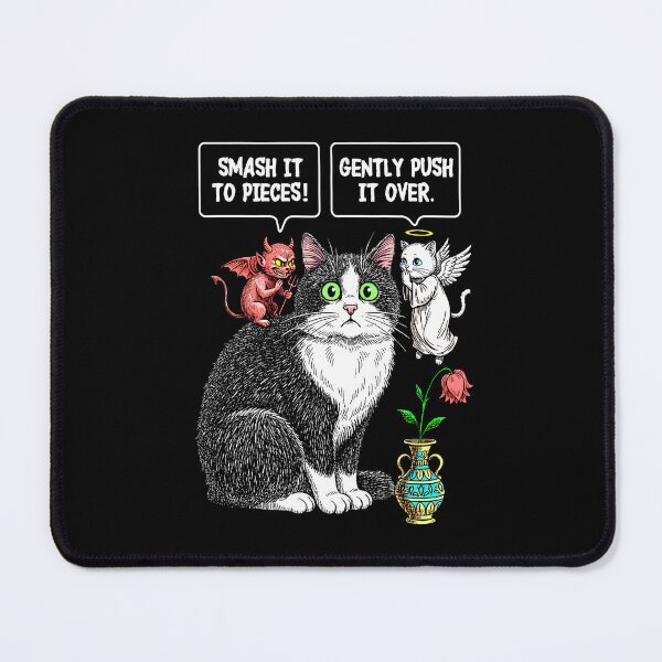 Item preview, Funny Cat Ethical Dilemma Devil Angel Flower Vase Cats designed and sold by GrandeDuc.