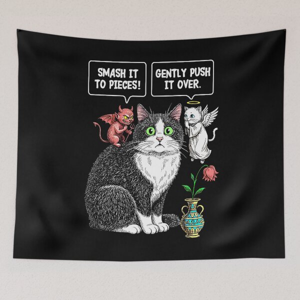 Item preview, Funny Cat Ethical Dilemma Devil Angel Flower Vase Cats designed and sold by GrandeDuc.