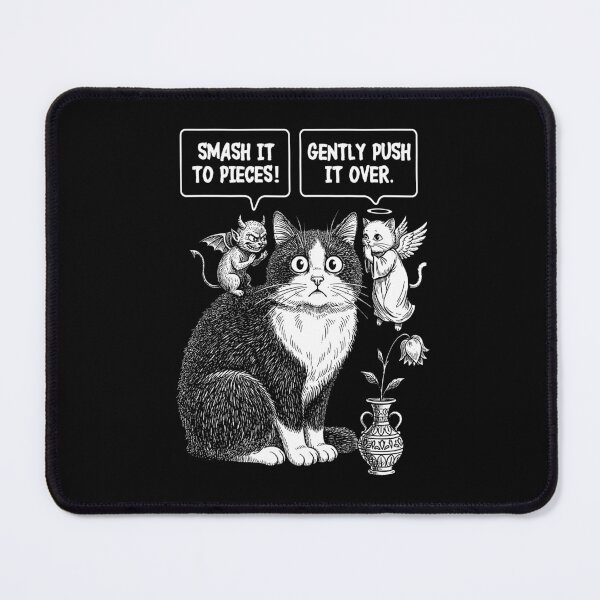 Item preview, Funny Cat Ethical Dilemma Devil Angel Flower Vase Cats designed and sold by GrandeDuc.