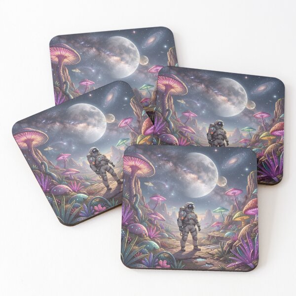 Item preview, The Lone Astronaut #08 - Space Mushrooms designed and sold by nocturnAIArt.