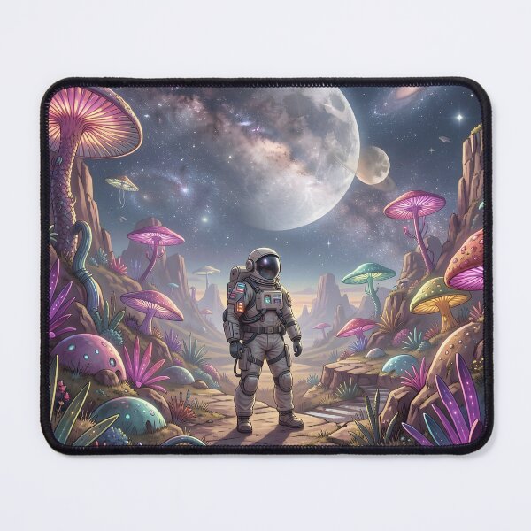 Item preview, The Lone Astronaut #08 - Space Mushrooms designed and sold by nocturnAIArt.