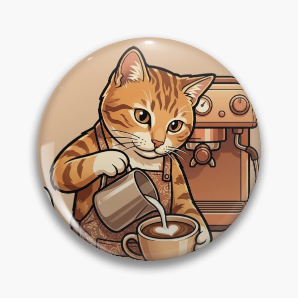 Item preview, Kawaii Orange Cat Barista Making Latte Art Coffee Lover Gift designed and sold by HappySproutArt.