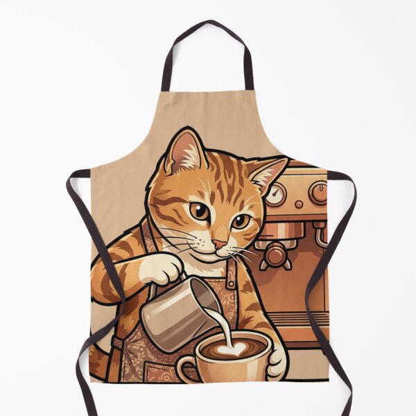 Item preview, Kawaii Orange Cat Barista Making Latte Art Coffee Lover Gift designed and sold by HappySproutArt.