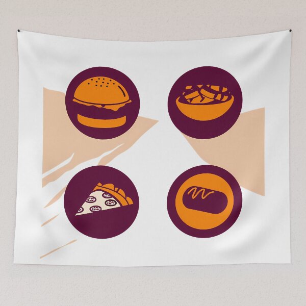 Item preview, Food Colorful Concepts Iconic Symbols Burger Fries Pizza designed and sold by ART ATTACK ZONE.