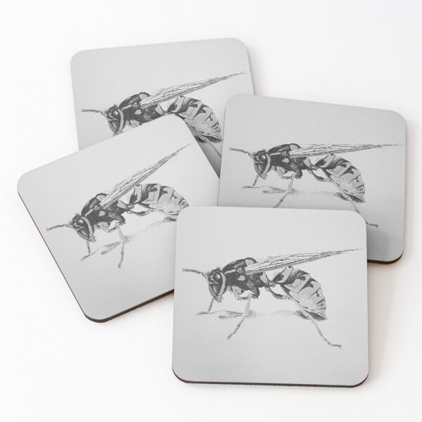 Item preview, Wasp Illustration – Detailed Black and White Insect Sketch designed and sold by Sarah – Fine Art & Photography.