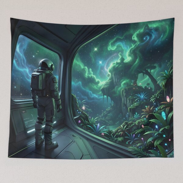 Item preview, The Lone Astronaut #07 - Nebula Jungle  designed and sold by nocturnAIArt.