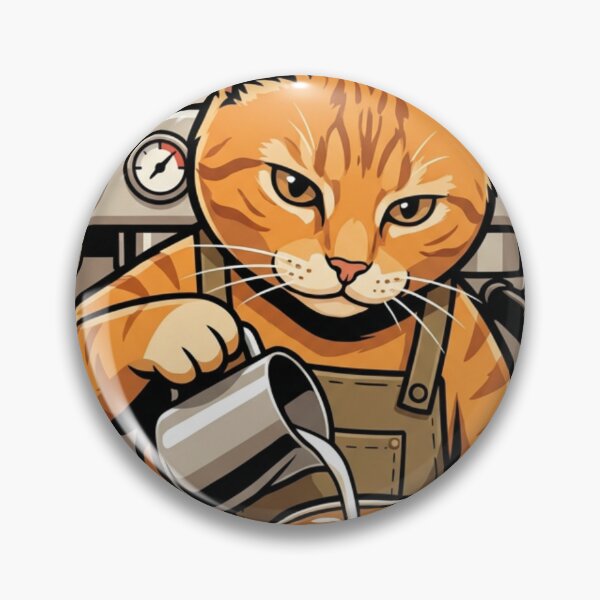 Item preview, Kawaii Orange Cat Barista Making Latte Art - Coffee Neko designed and sold by HappySproutArt.