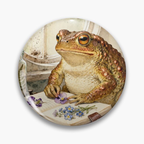 Item preview, Cottagecore Toad Pressing Flowers - Cozy Frog Art designed and sold by PictorialWhimsy.
