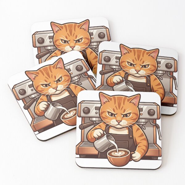 Item preview, Orange Tabby Cat Barista Coffee Latte Art Anime Style designed and sold by HappySproutArt.