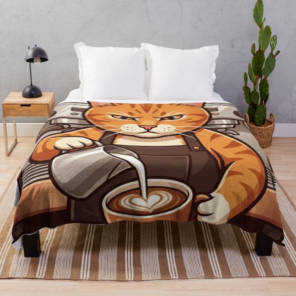 Item preview, Orange Tabby Cat Barista Coffee Latte Art Anime Style designed and sold by HappySproutArt.