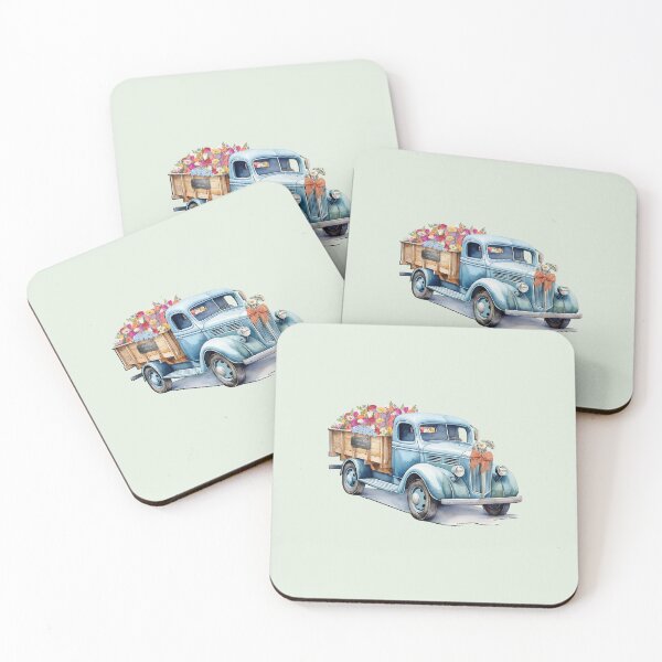 Item preview, Vintage Blue Flower Truck Watercolor Spring Farmhouse Fresh Cut Flowers Country Garden Gift designed and sold by tamdevo1.