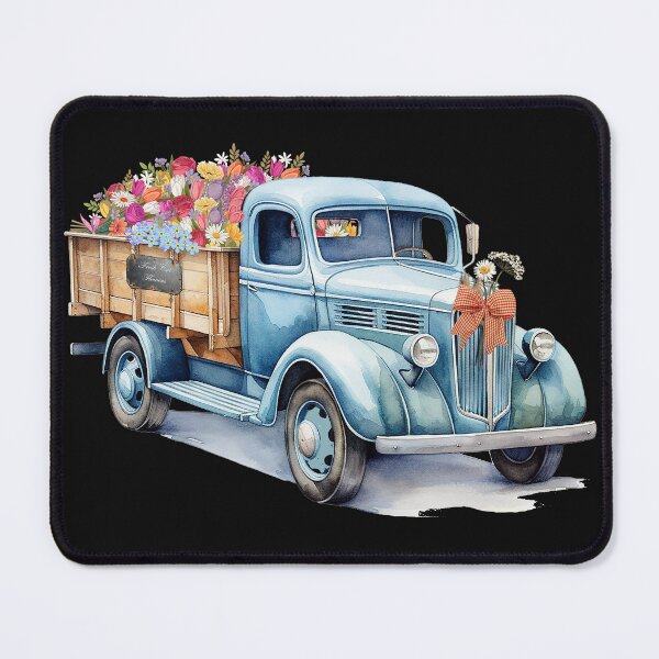 Item preview, Vintage Blue Flower Truck Watercolor Spring Farmhouse Fresh Cut Flowers Country Garden Gift designed and sold by Cute & Sassy Custom Gifting Boutiques.