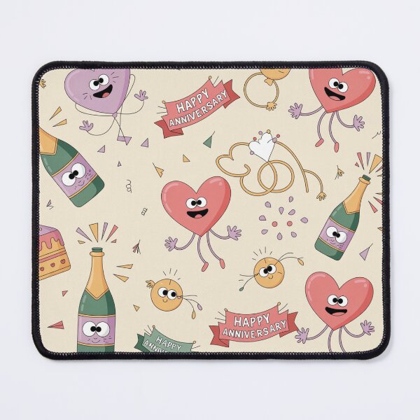 Item preview, Happy Anniversary Party Pattern - Cute Heart Balloons, Champagne & Cakes designed and sold by Midnight Veil Designs.