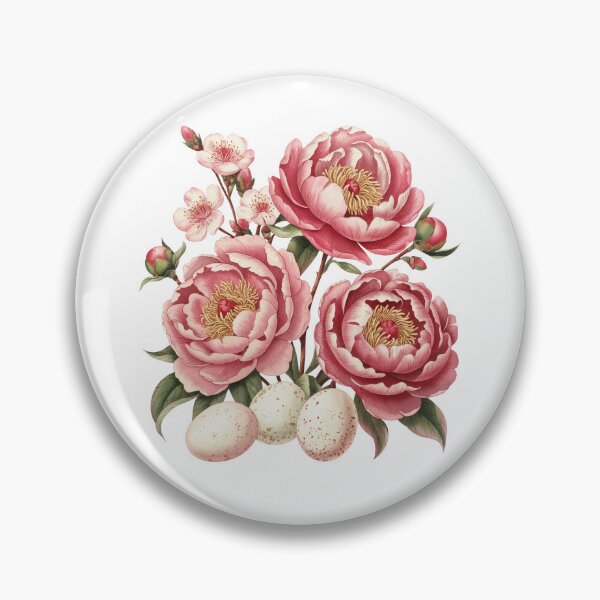 Item preview, Pink Peonies and Eggs on Black designed and sold by jkrphoto.