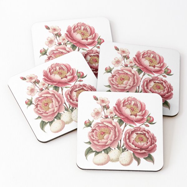 Item preview, Pink Peonies and Eggs on Black designed and sold by jkrphoto.