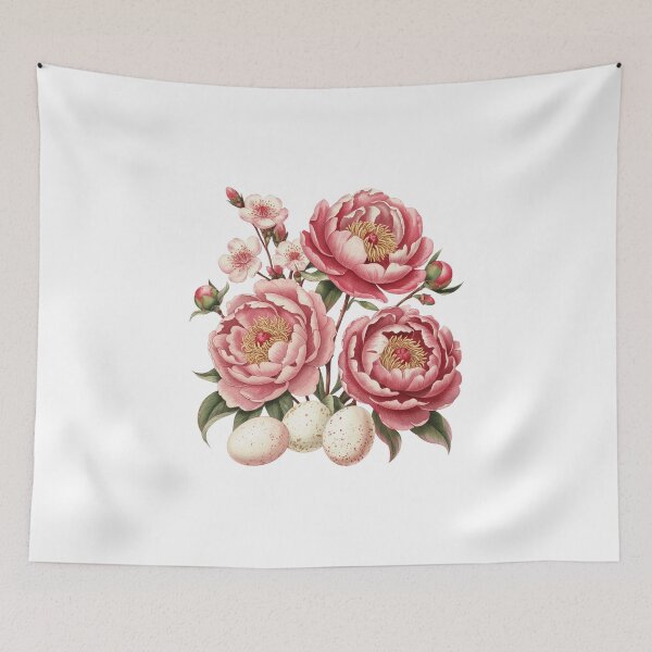 Item preview, Pink Peonies and Eggs on Black designed and sold by jkrphoto.