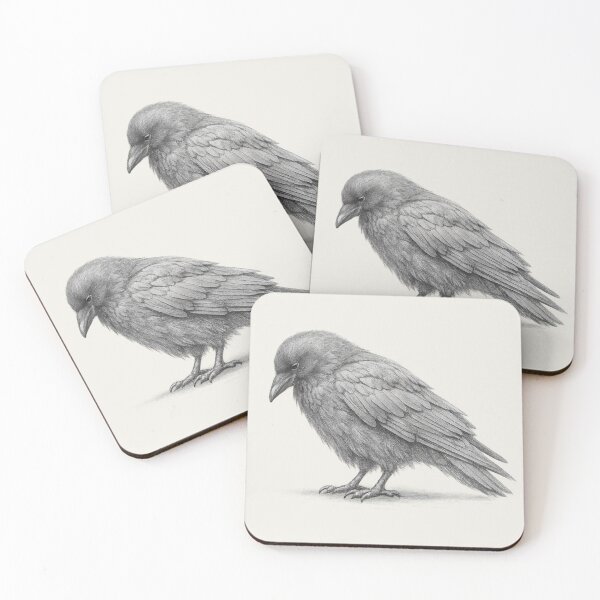 Item preview, Contemplative Crow Pencil Wildlife Illustration designed and sold by ChirpInc.