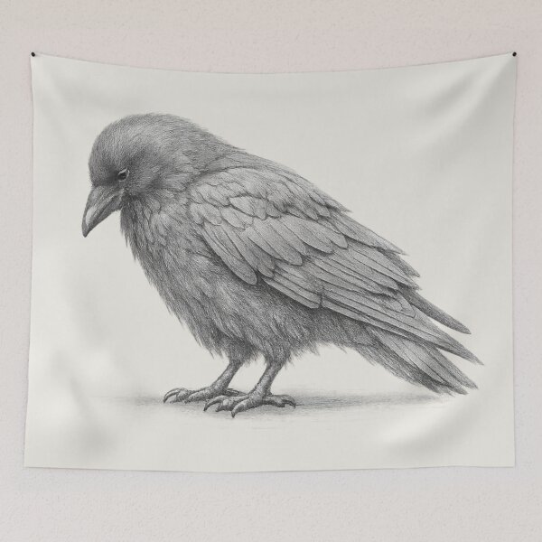 Item preview, Contemplative Crow Pencil Wildlife Illustration designed and sold by ChirpInc.