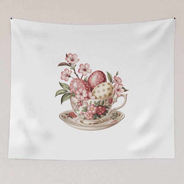 Item preview, Floral Teacup with Easter Eggs designed and sold by jkrphoto.