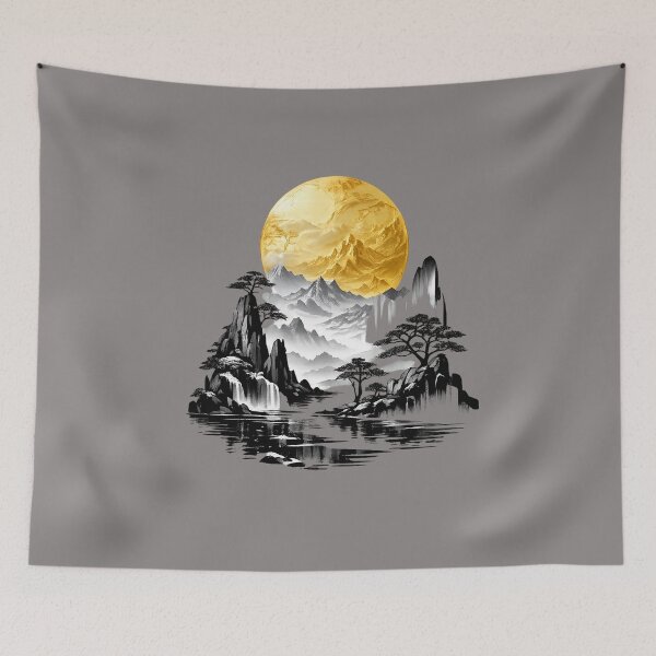 Item preview, Moon mountains Japanese trees art. designed and sold by Natart1004.