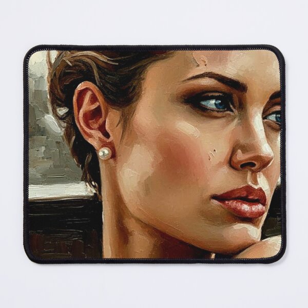 Item preview, Ethereal Authority: Angelina Jolie Pearlescent Impasto Portrait designed and sold by Art's Diner.
