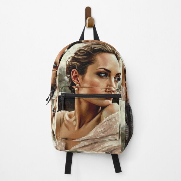 Item preview, Ethereal Authority: Angelina Jolie Pearlescent Impasto Portrait designed and sold by Art's Diner.