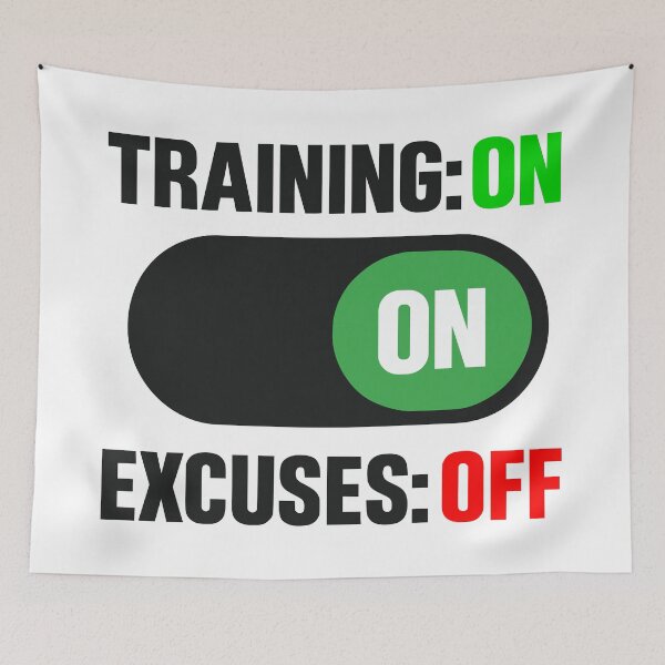 Item preview, Training On Excuses Off Motivational Gym Toggle Switch designed and sold by FunFitLife Studio.