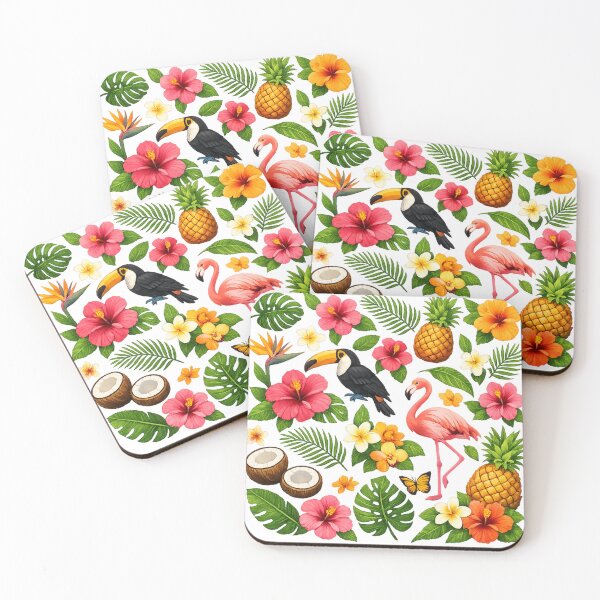 Item preview, Seamless Tropical Pattern with Exotic Flowers, Leaves, Flamingo & Toucan – Vibrant Summer Botanical Illustration designed and sold by Color Reverie.