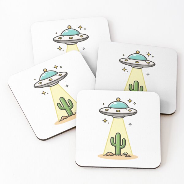 Item preview, Cute UFO Abducting Cactus – Desert Alien Illustration designed and sold by SimplyJasper.
