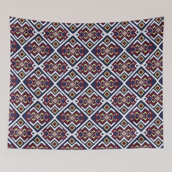 Item preview, Navy Red Tribal Ikat Diamond Seamless Pattern designed and sold by ClamberryStudio.